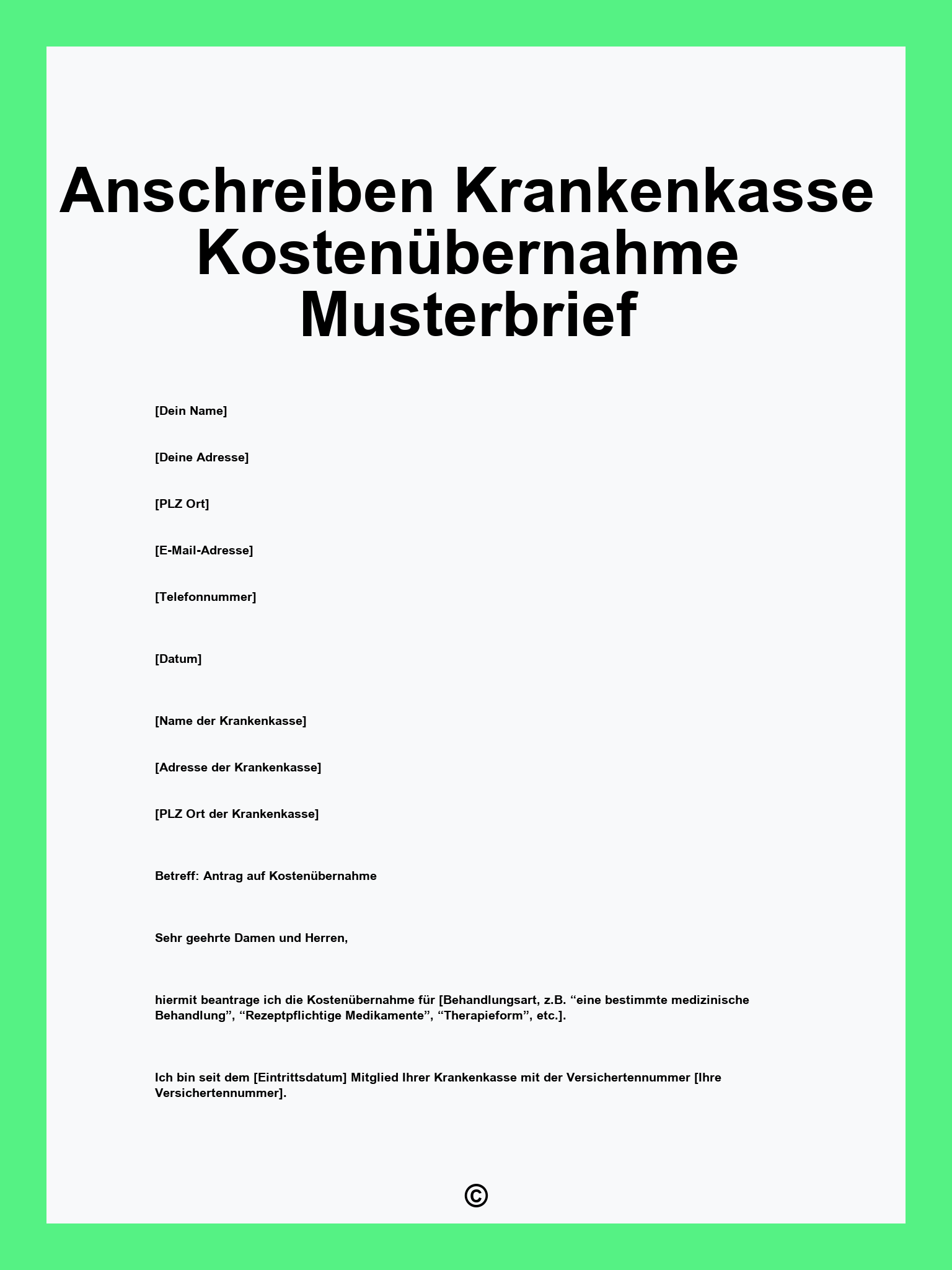 Anschreiben Krankenkasse Kostenübernahme Musterbrief