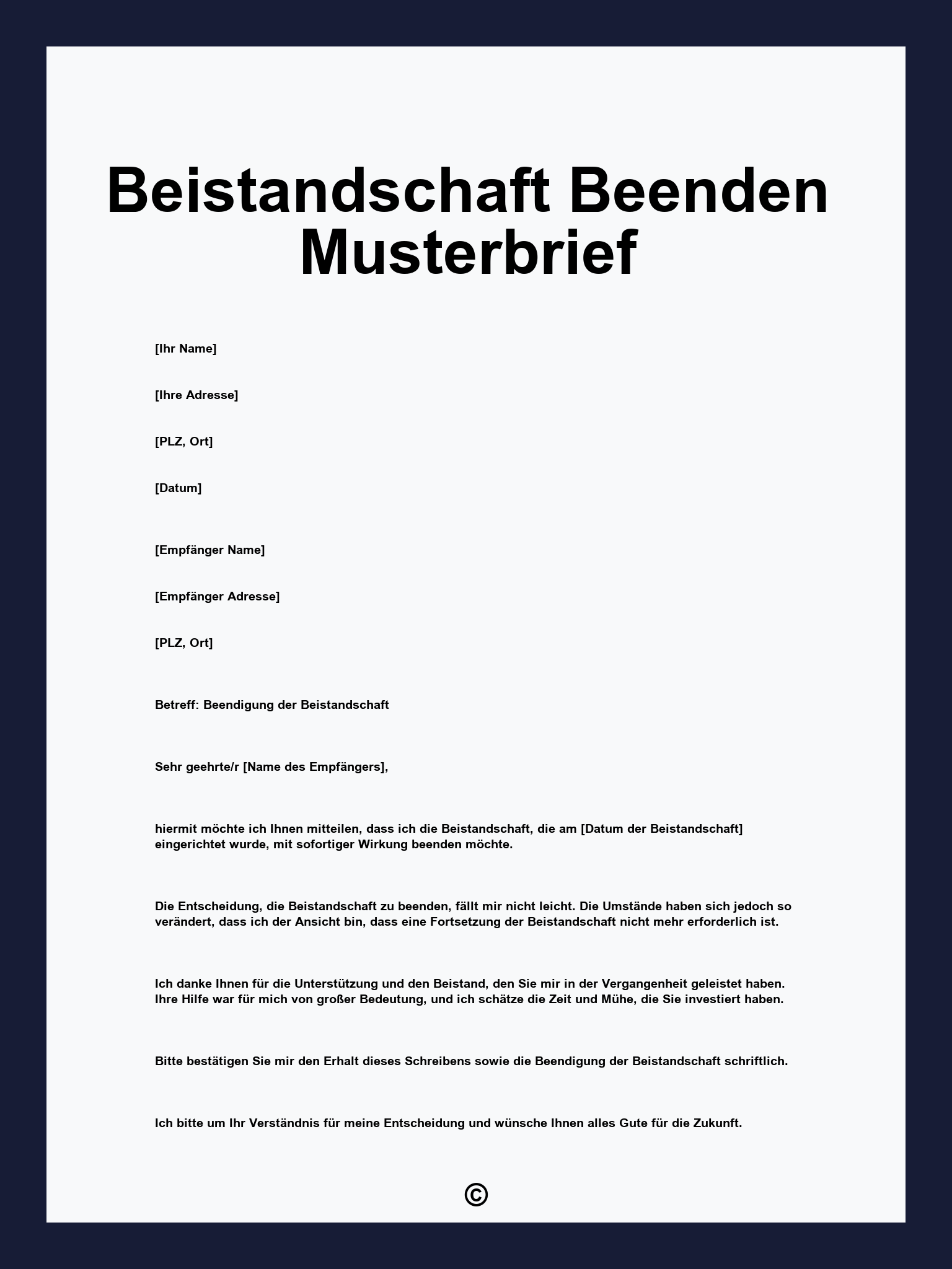 Beistandschaft Beenden Musterbrief