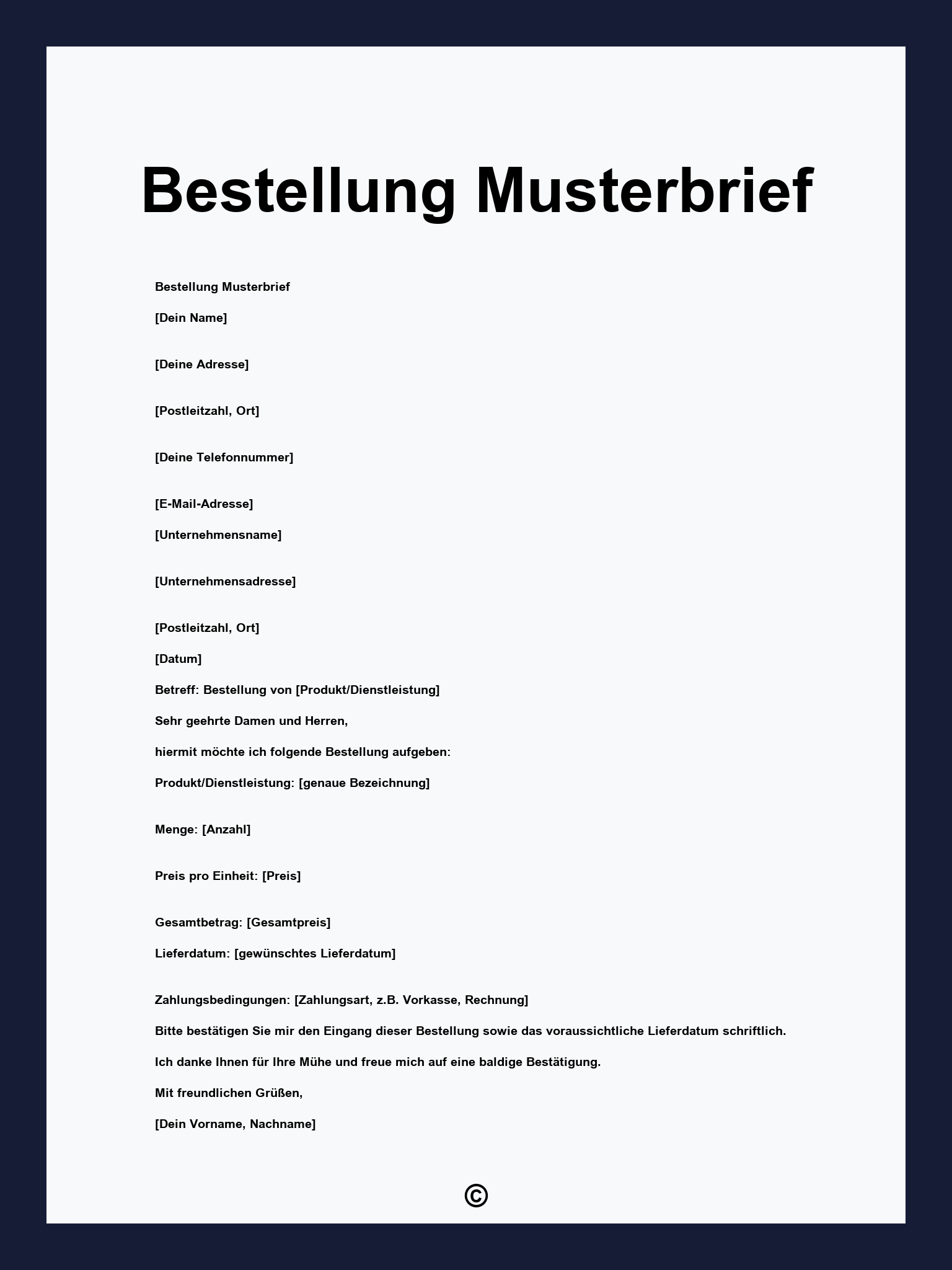 Bestellung Musterbrief
