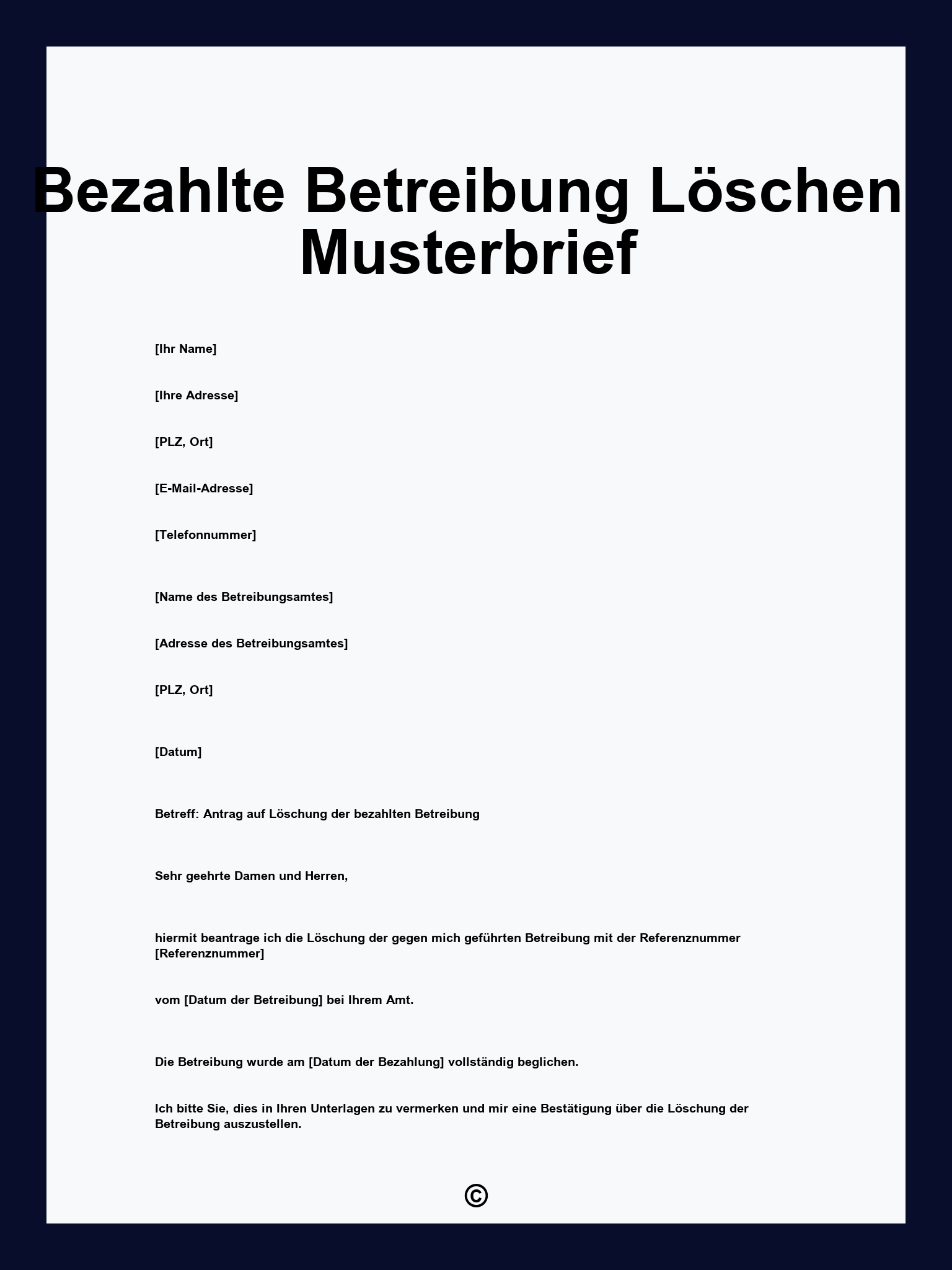 Bezahlte Betreibung Löschen Musterbrief