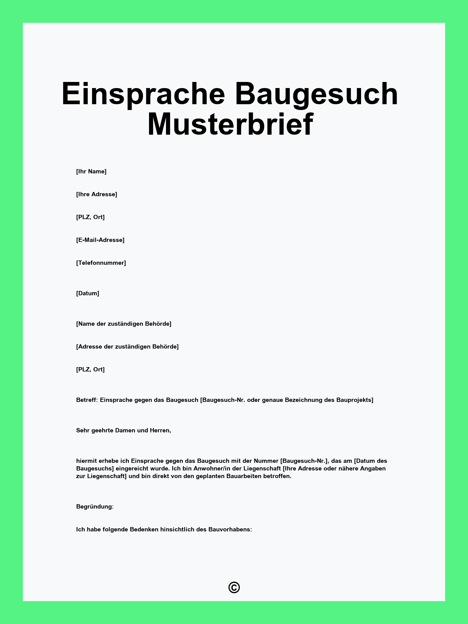 Einsprache Baugesuch Musterbrief