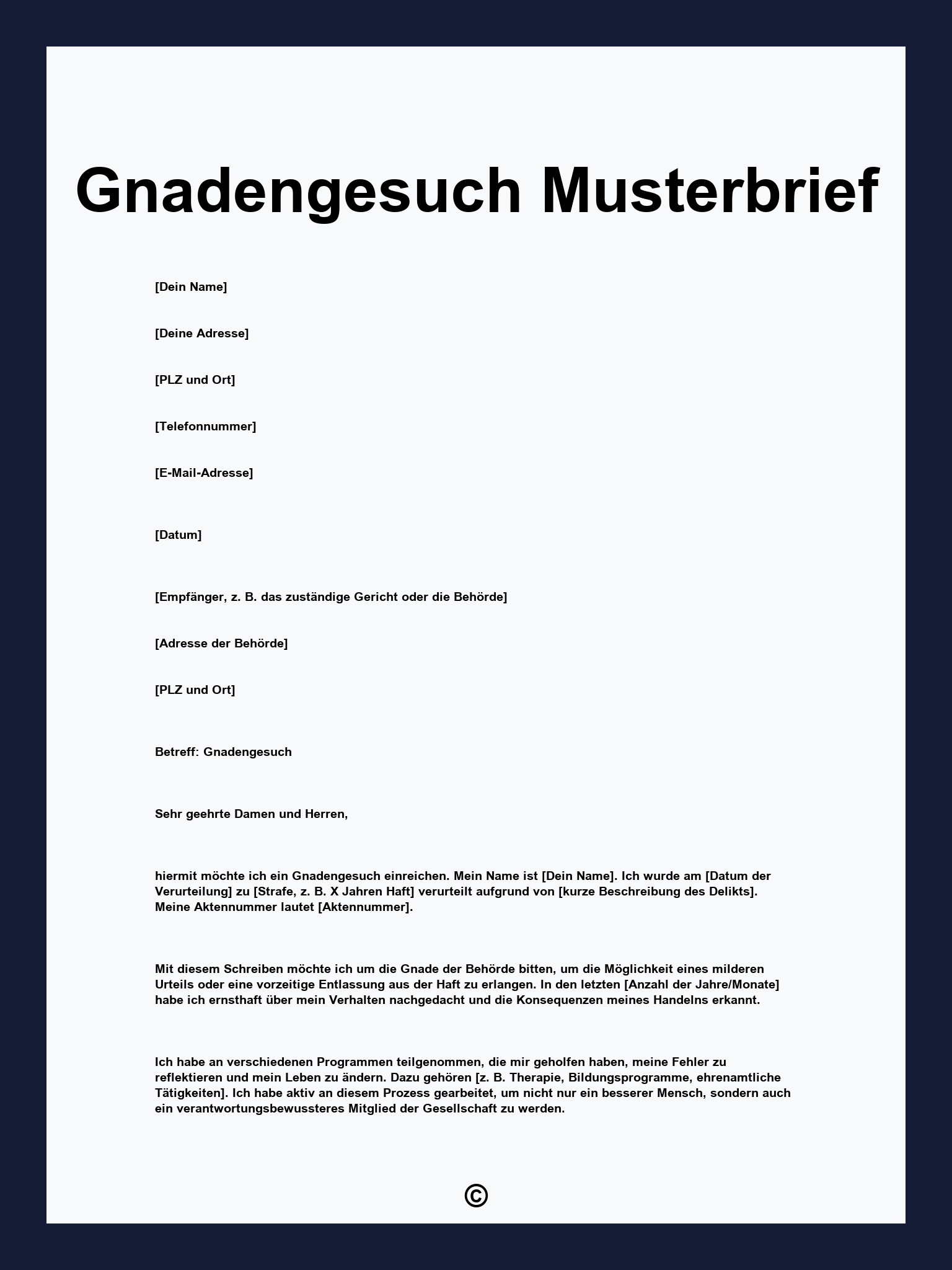 Gnadengesuch Musterbrief