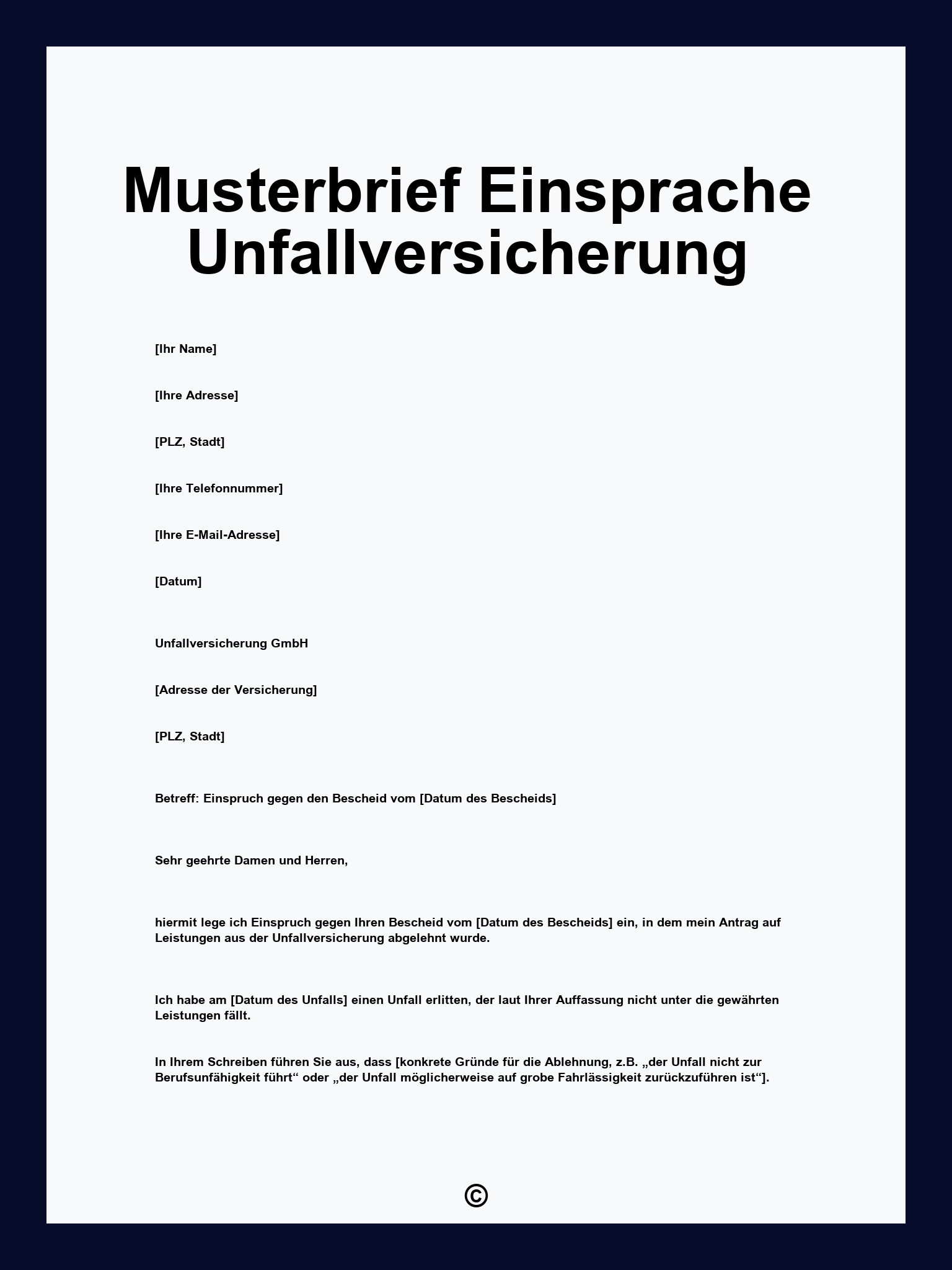 Musterbrief Einsprache Unfallversicherung