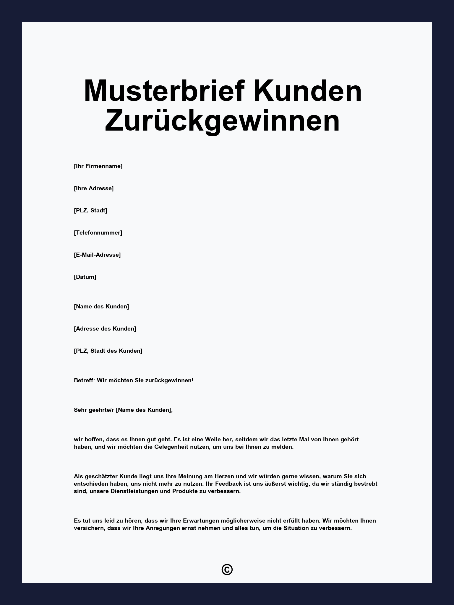 Musterbrief Kunden Zurückgewinnen