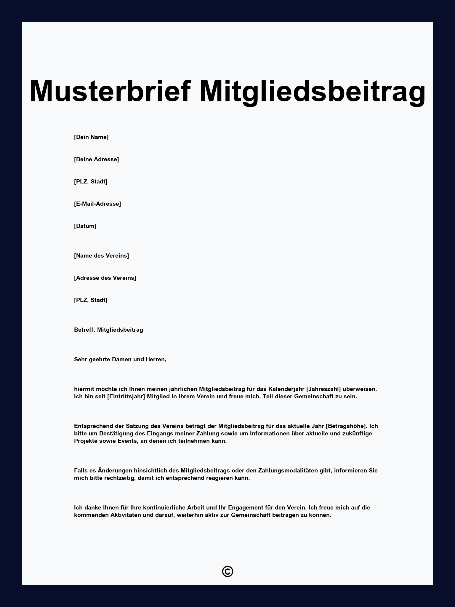Musterbrief Mitgliedsbeitrag