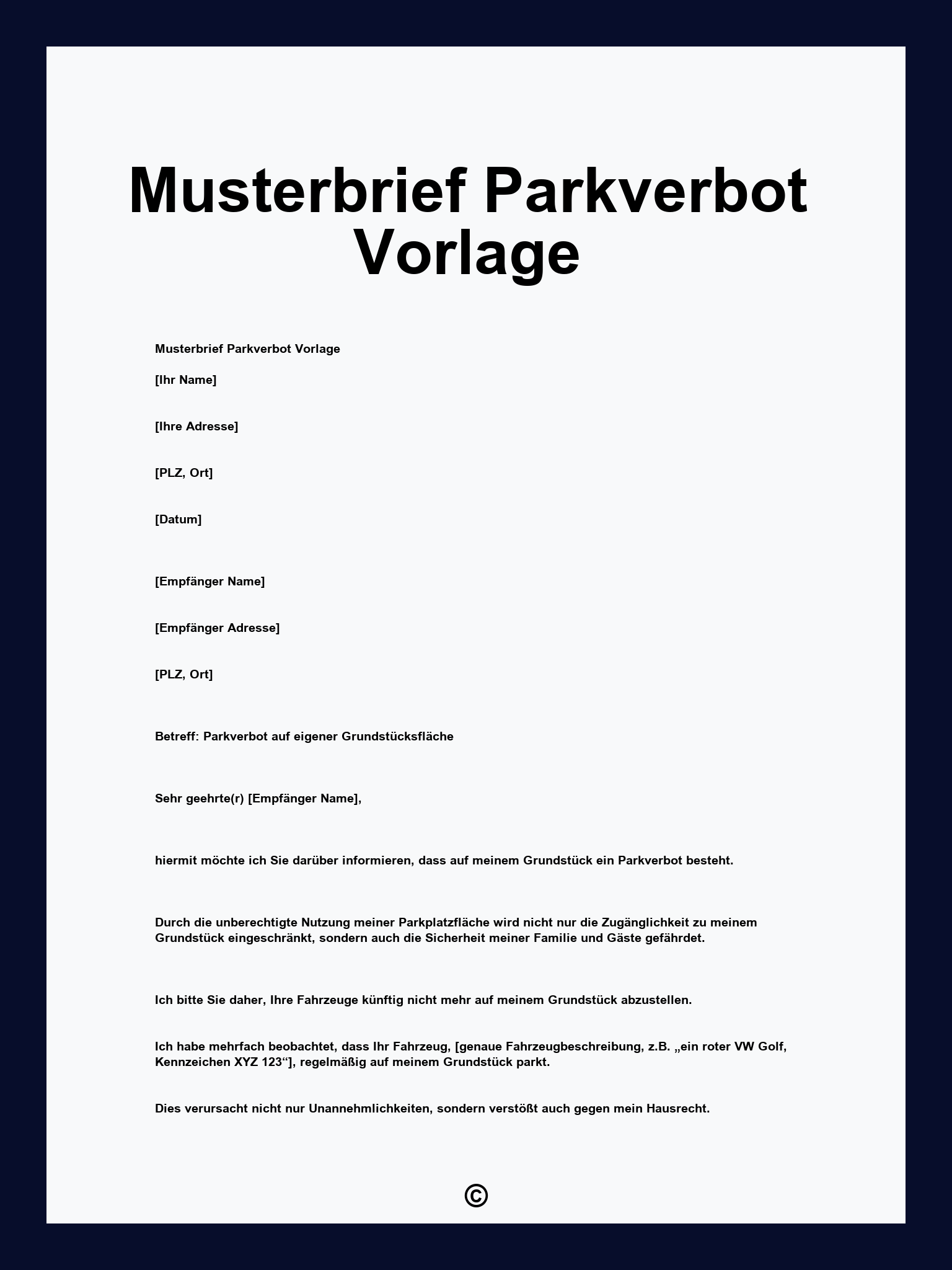 Musterbrief Parkverbot Vorlage