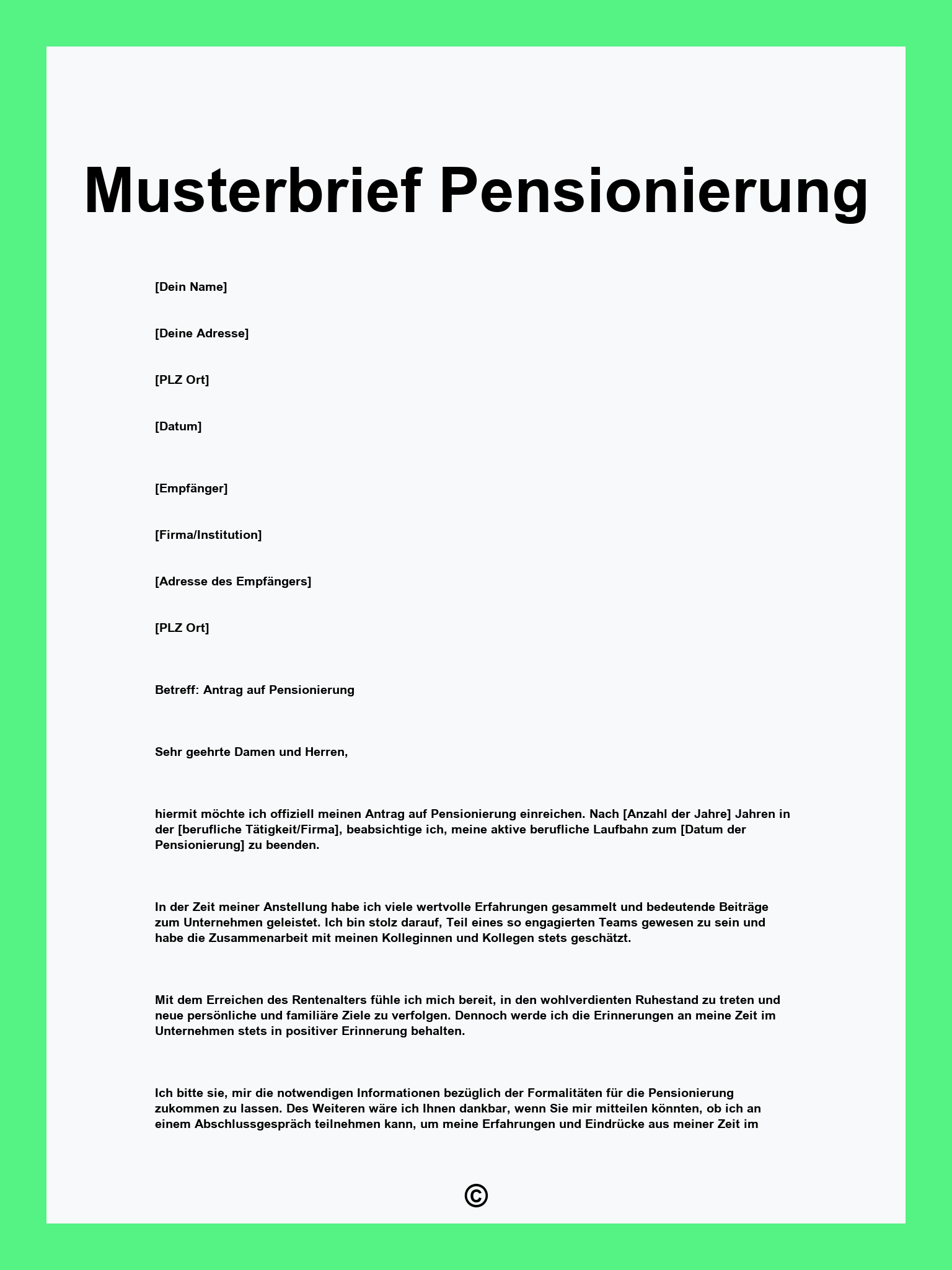 Musterbrief Pensionierung
