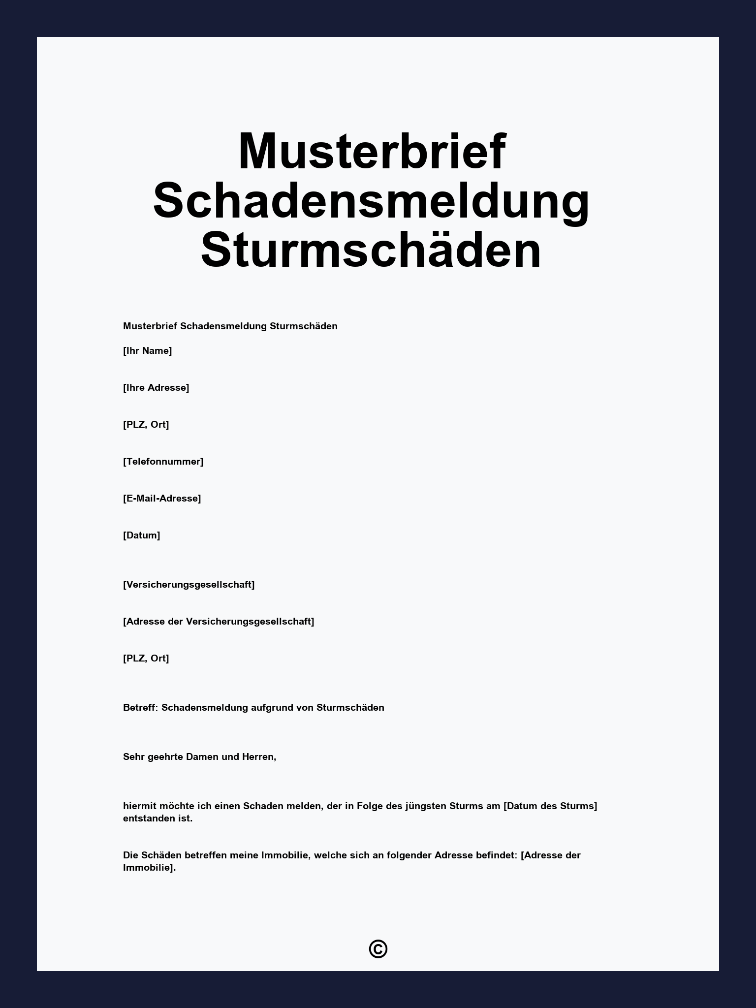 Musterbrief Schadensmeldung Sturmschäden