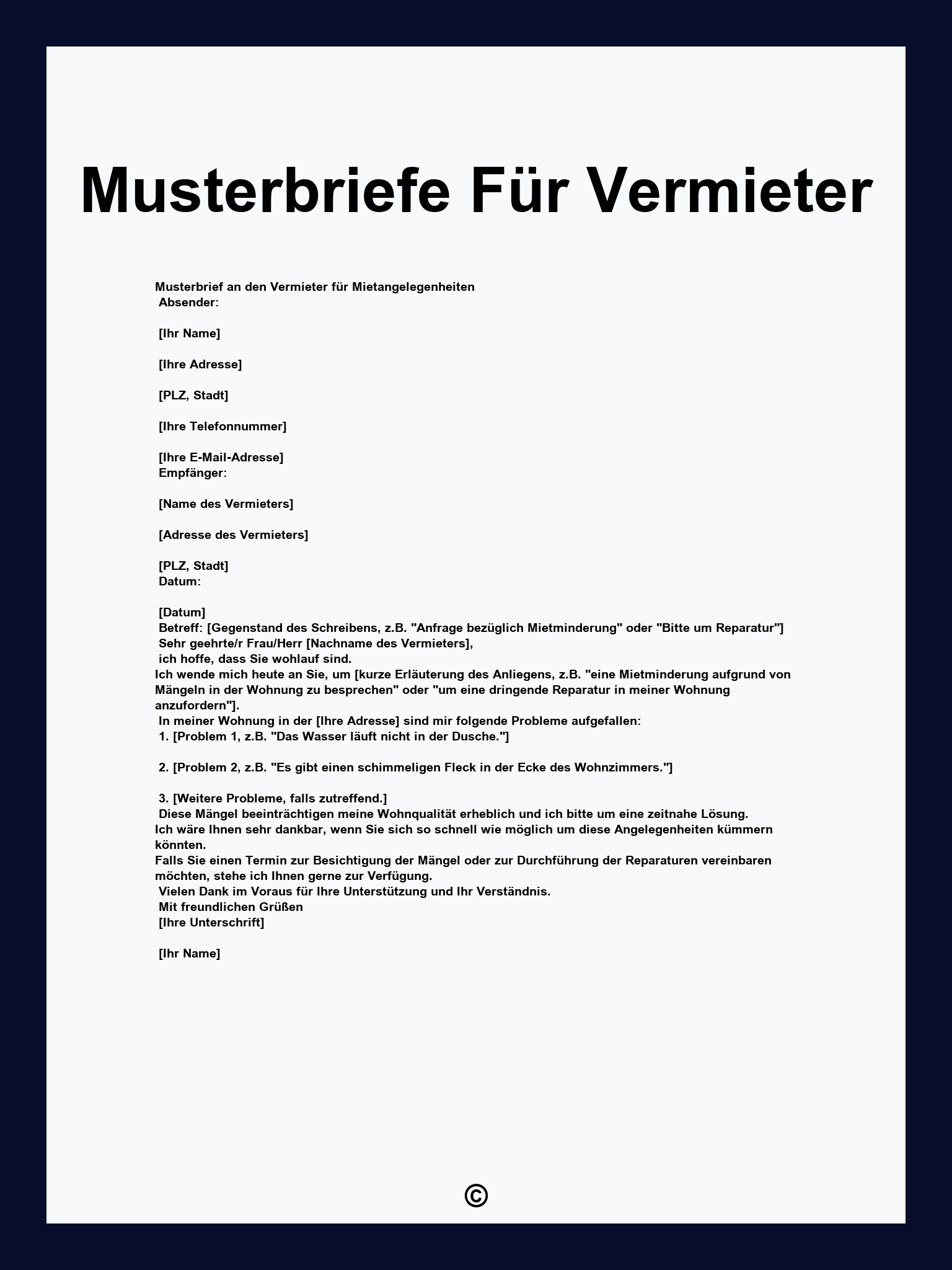 Musterbriefe Für Vermieter