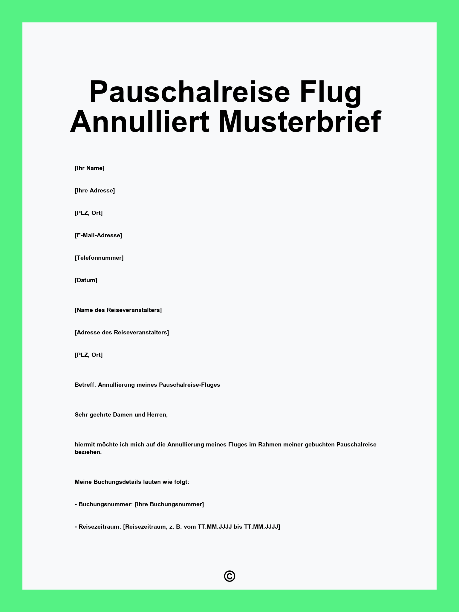 Pauschalreise Flug Annulliert Musterbrief
