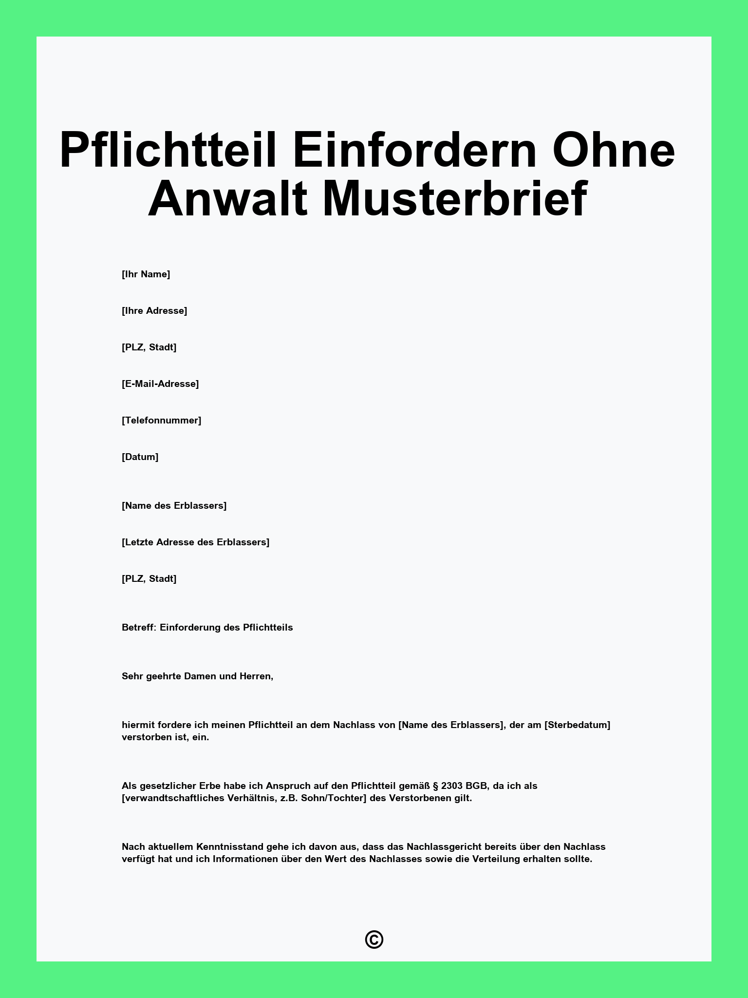 Pflichtteil Einfordern Ohne Anwalt Musterbrief