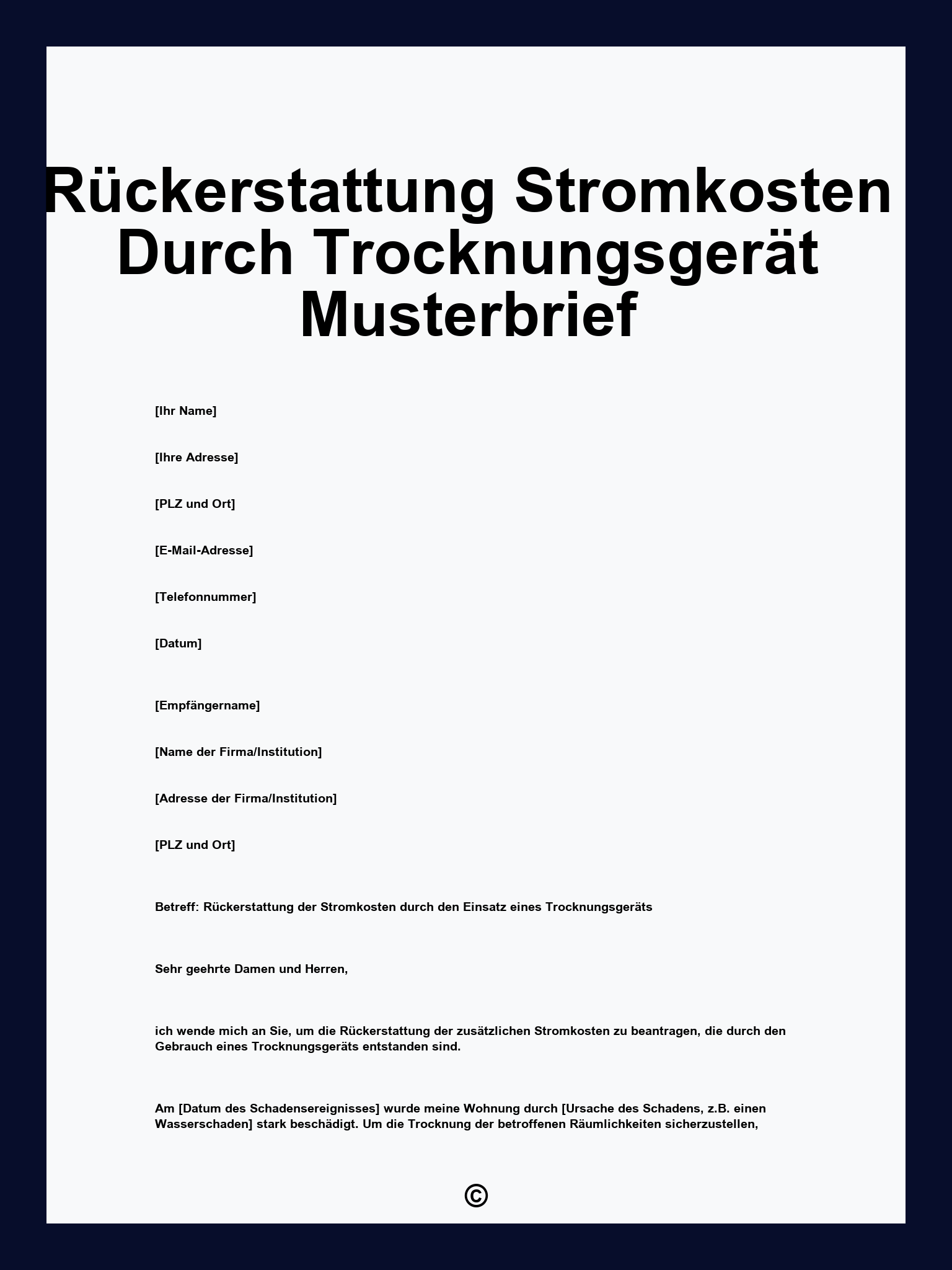Rückerstattung Stromkosten Durch Trocknungsgerät Musterbrief