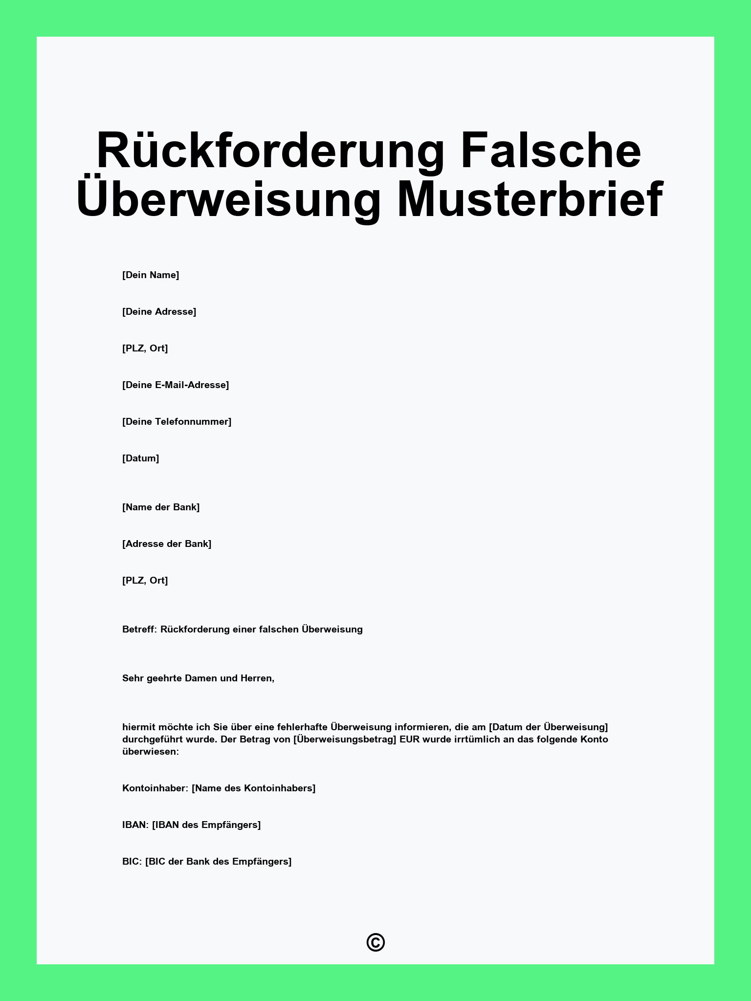 Rückforderung Falsche Überweisung Musterbrief