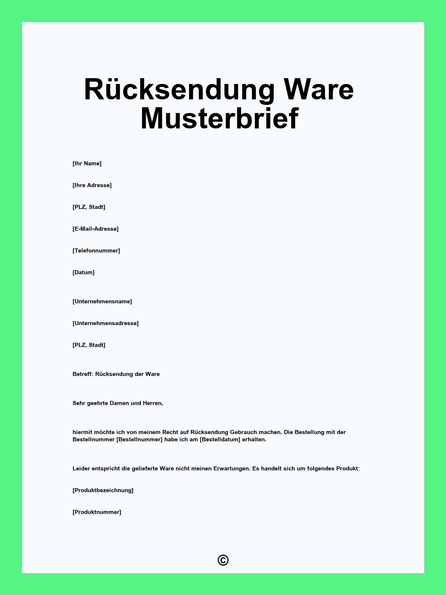 Rücksendung Ware Musterbrief
