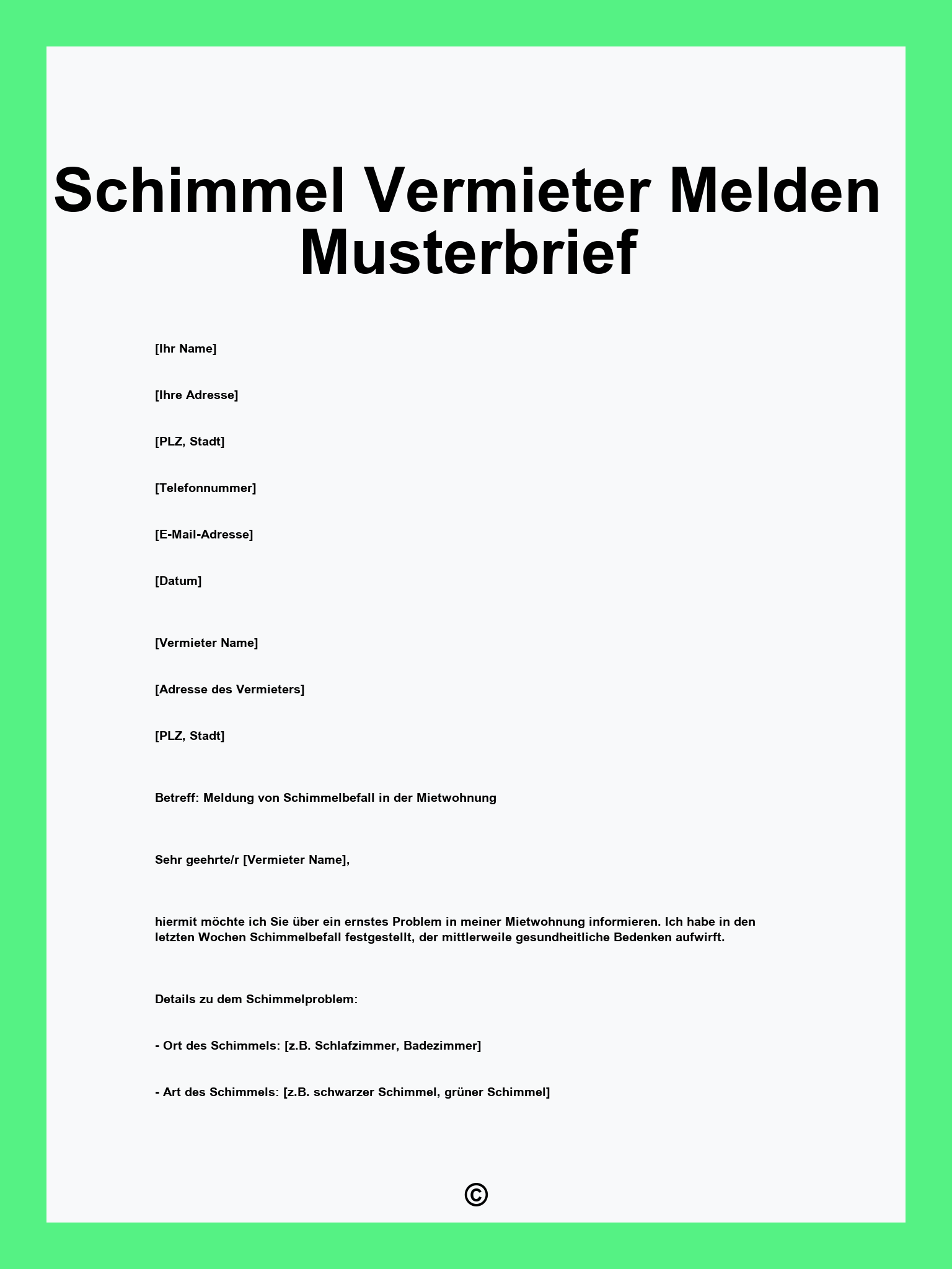 Schimmel Vermieter Melden Musterbrief