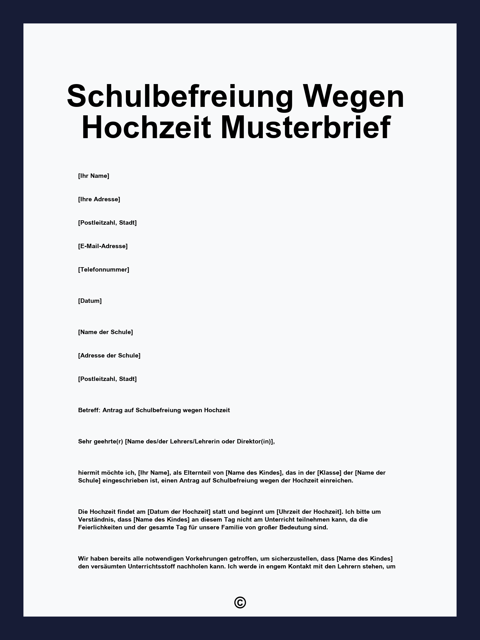 Schulbefreiung Wegen Hochzeit Musterbrief