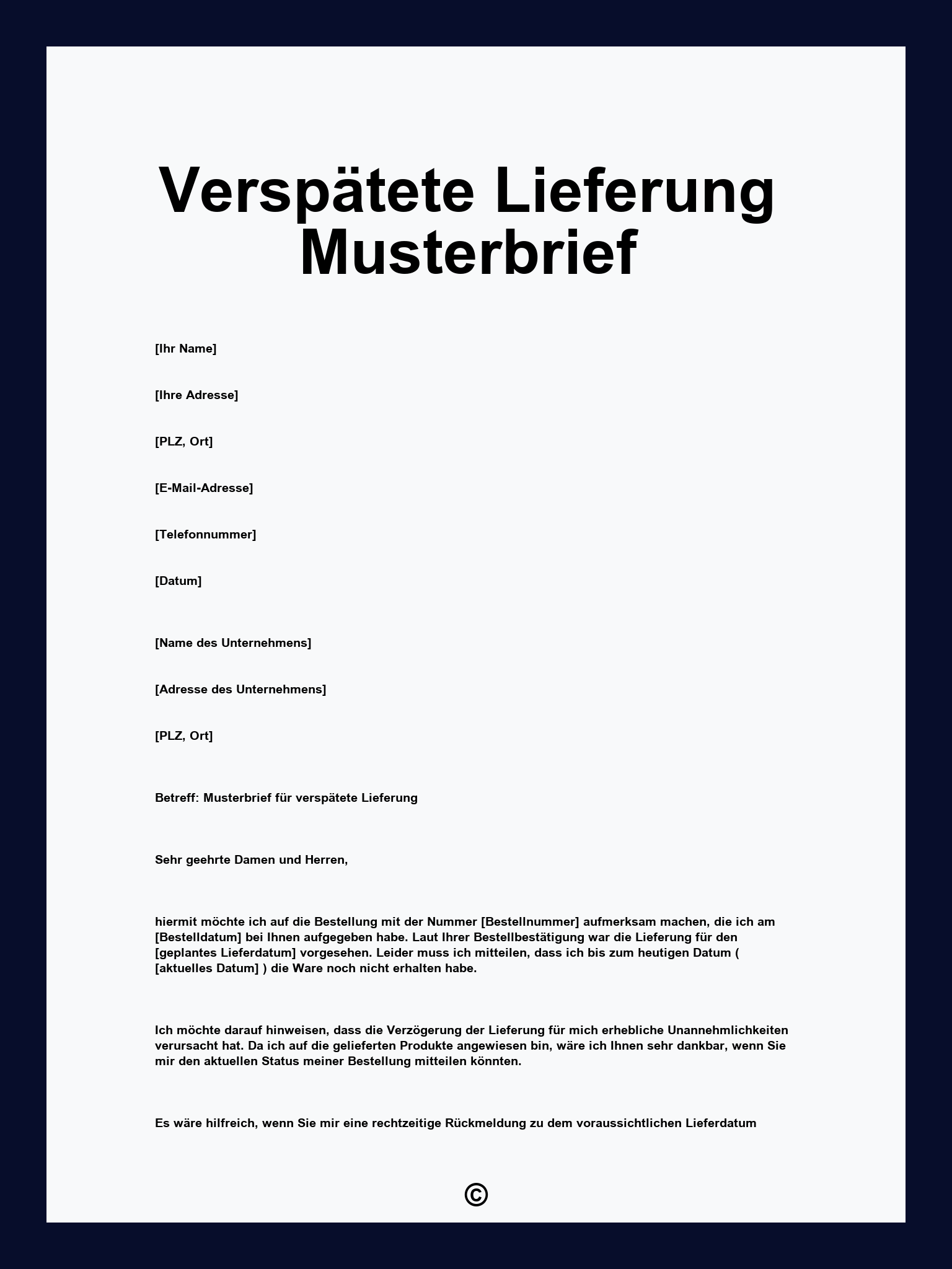 Verspätete Lieferung Musterbrief