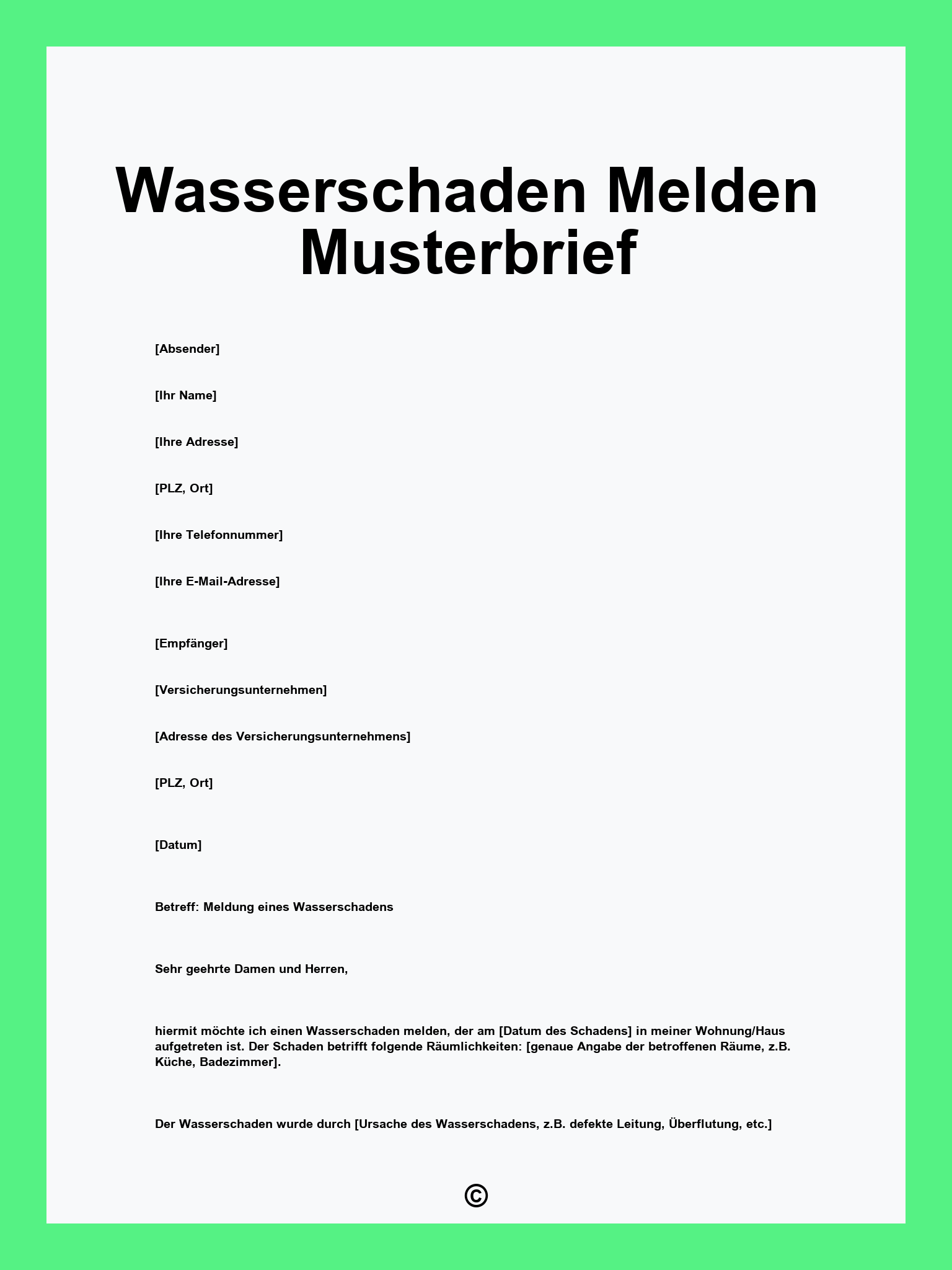 Wasserschaden Melden Musterbrief