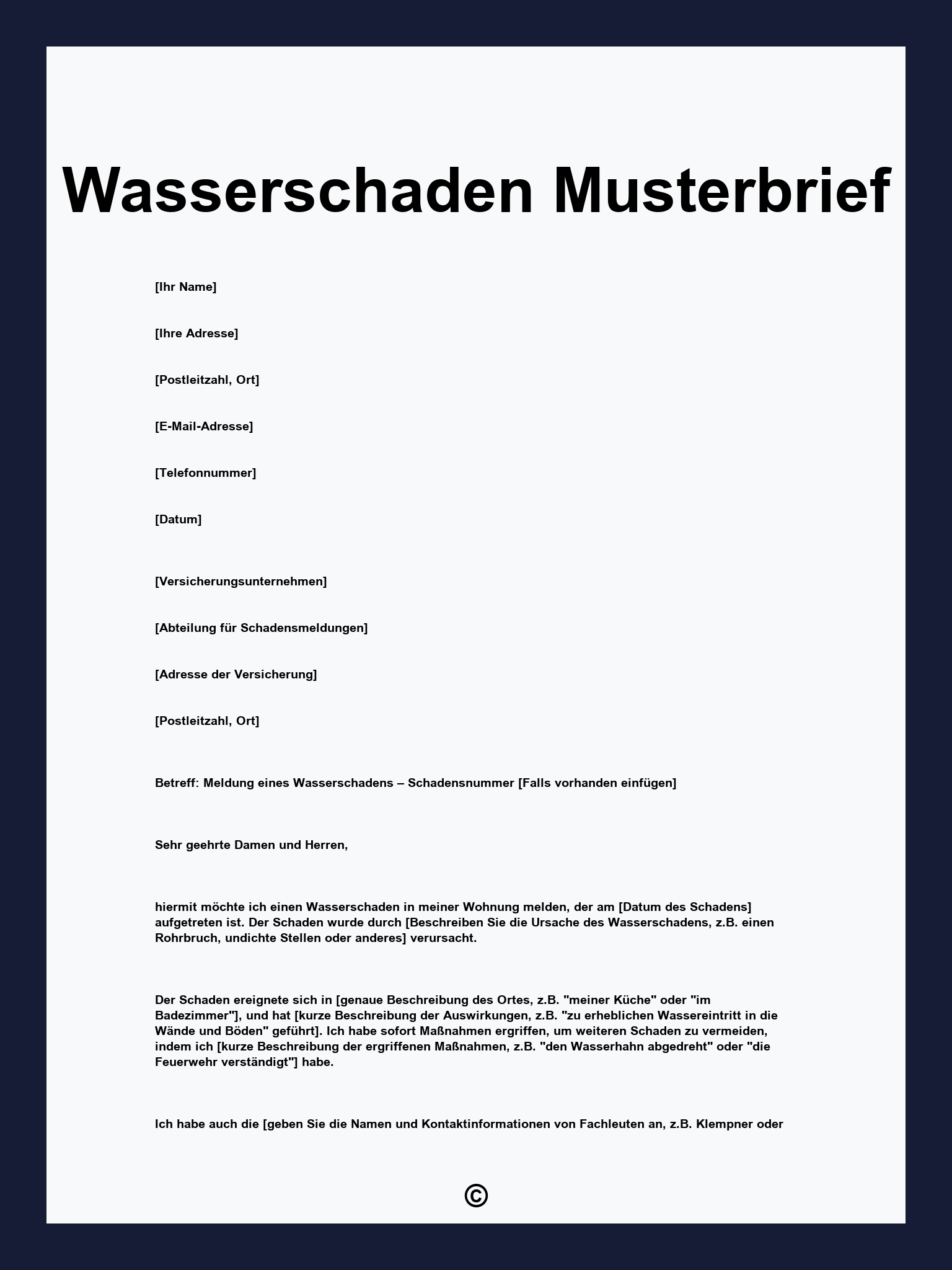 Wasserschaden Musterbrief