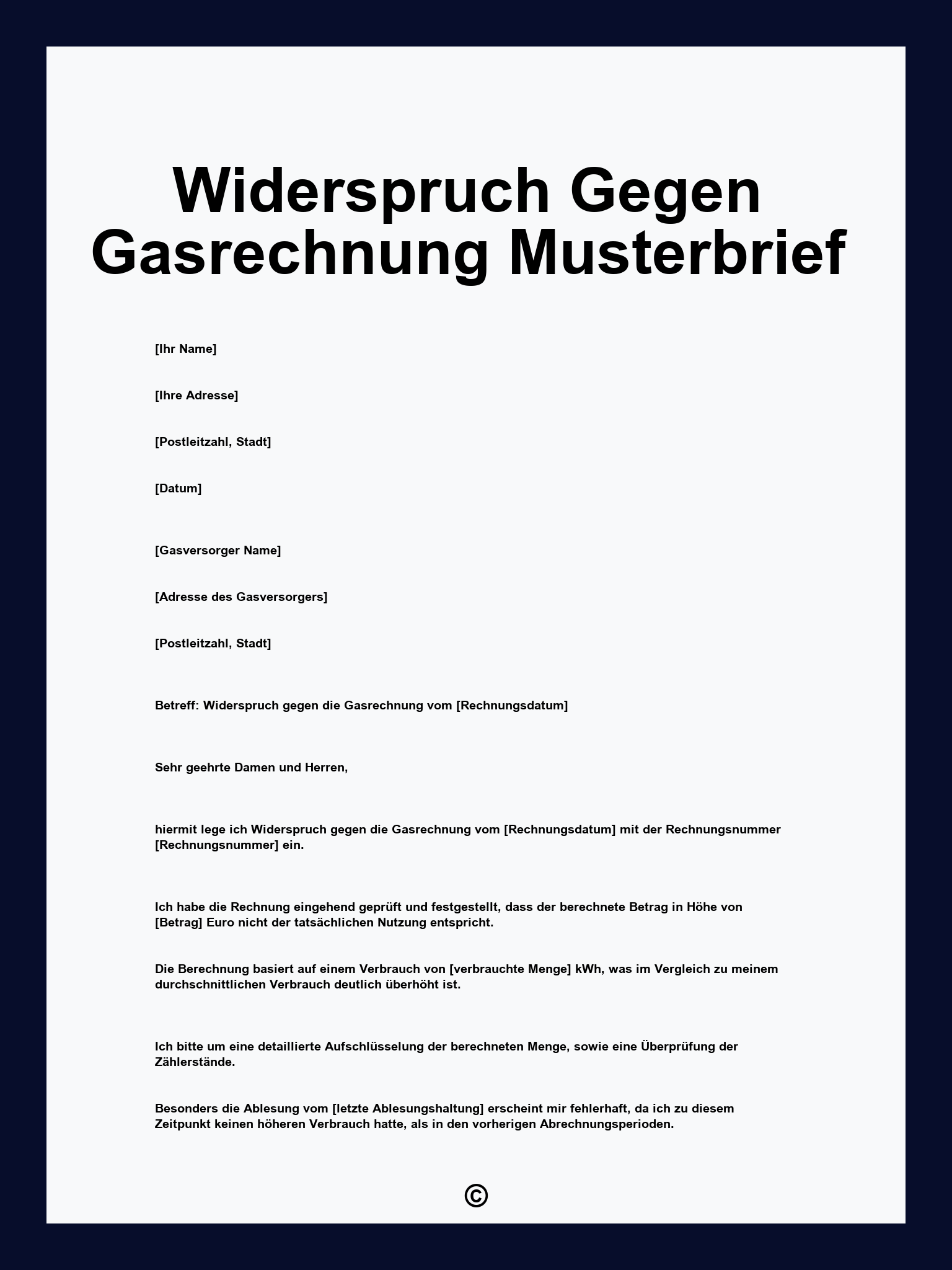 Widerspruch Gegen Gasrechnung Musterbrief