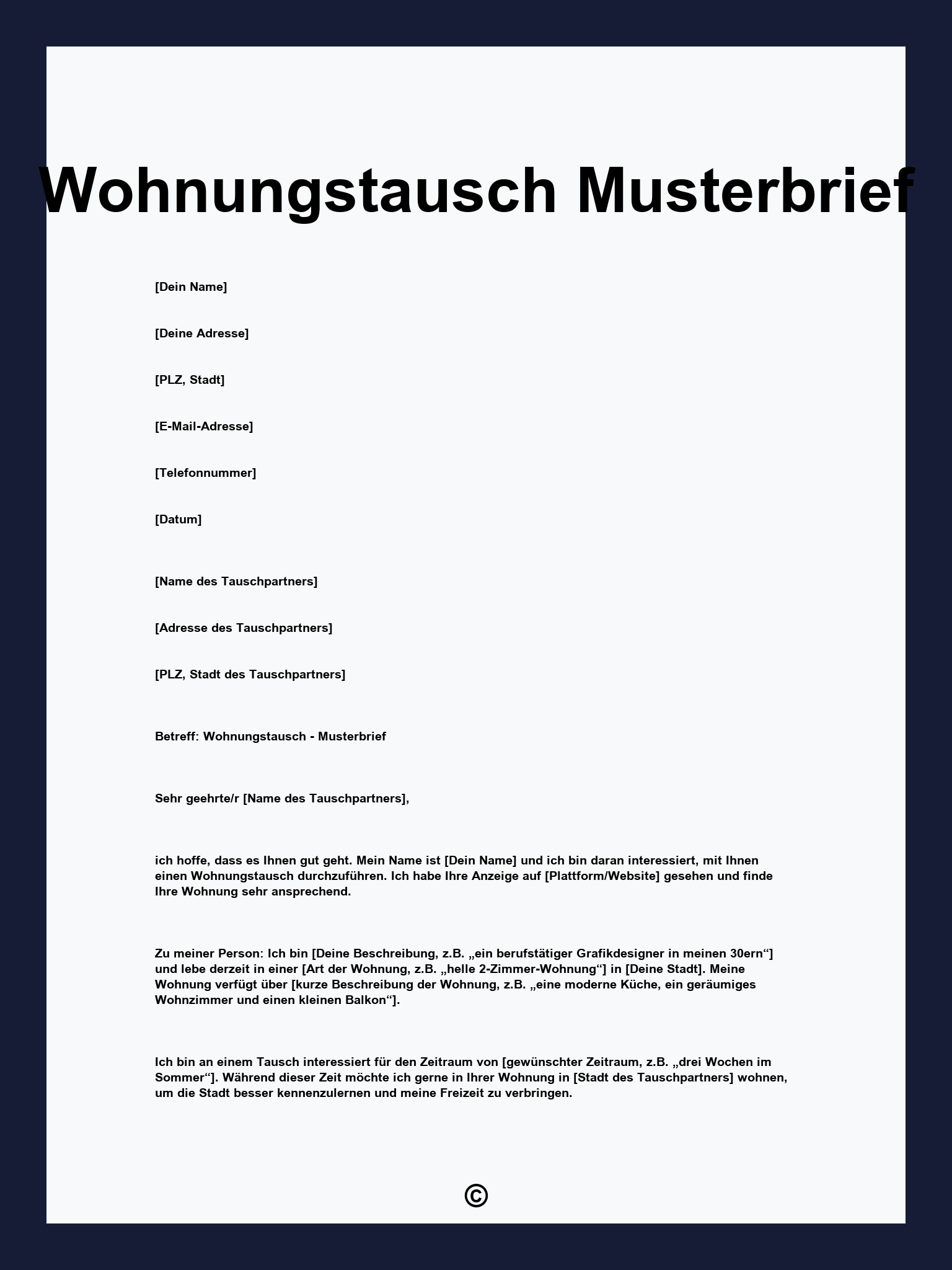 Wohnungstausch Musterbrief